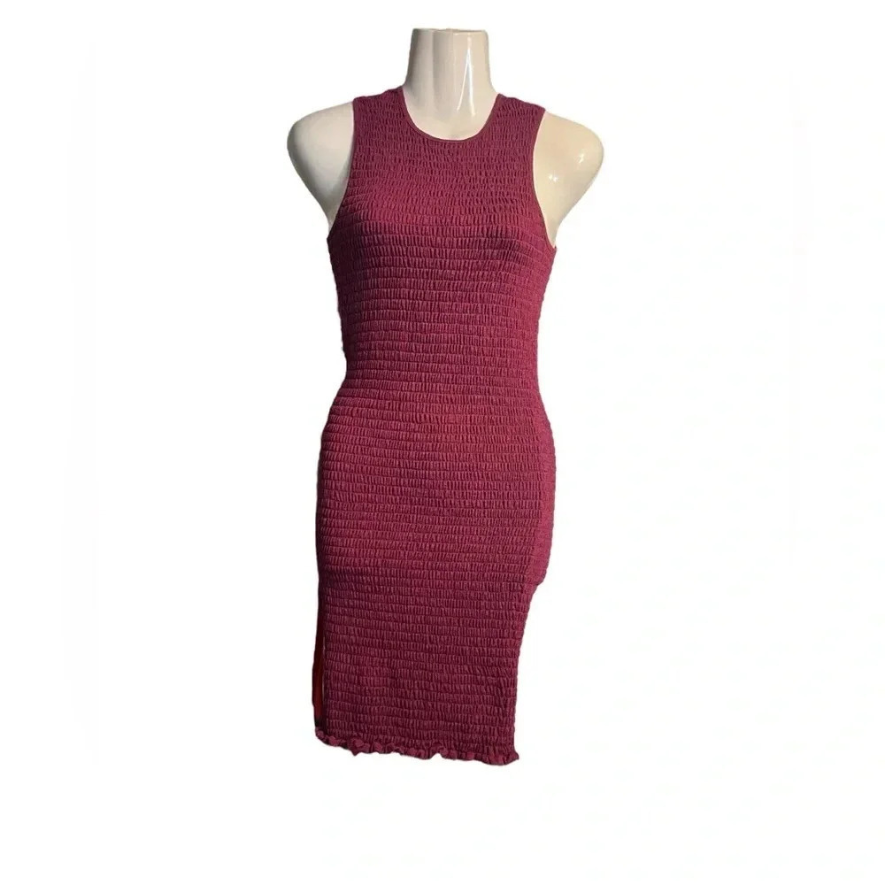 Aritzia Wilfred Shayk Lila Raspberry Shirred Sleeveless Dress Sz XS